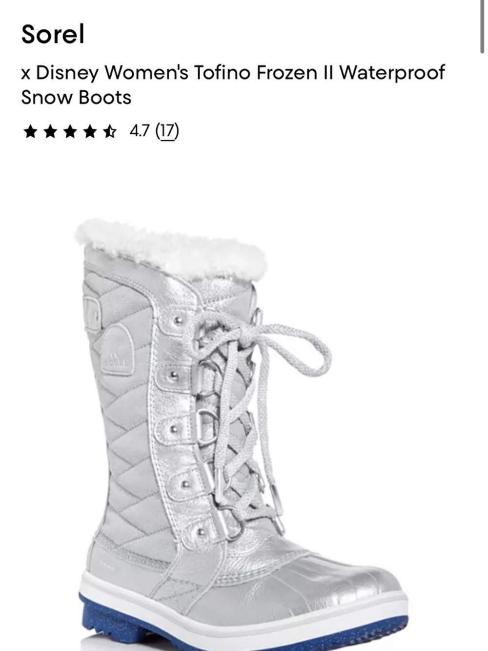 Sorel Silver Quilted Faux-Fur Waterproof Women's Snow Boots